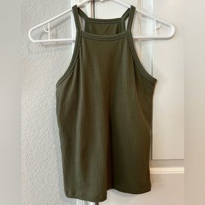 Klassy Network, olive green ribbed tank top w/ removable padding
